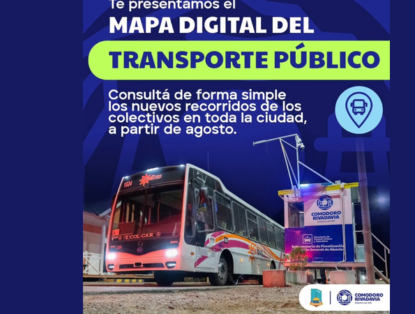 Ya está disponible el mapa interactivo con los nuevos recorridos del transporte público en Comodoro
