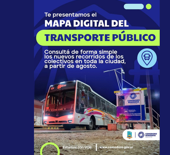 Ya está disponible el mapa interactivo con los nuevos recorridos del transporte público en Comodoro