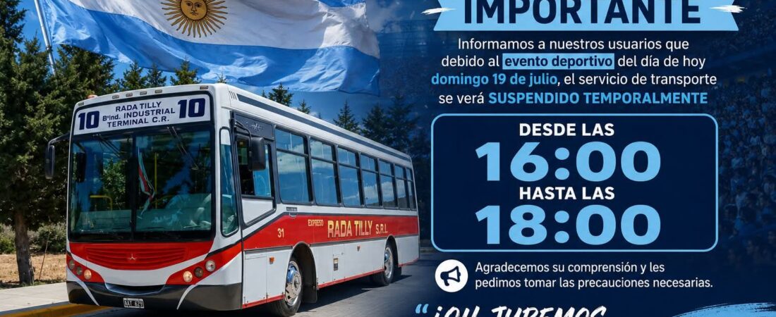 Expreso Rada Tilly suspenderá el servicio de colectivos durante dos horas este domingo