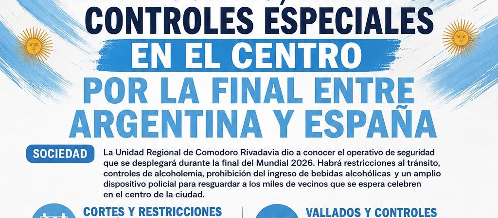 Comodoro Rivadavia prepara un amplio operativo de seguridad para los festejos si Argentina se consagra campeona del Mundial 2026