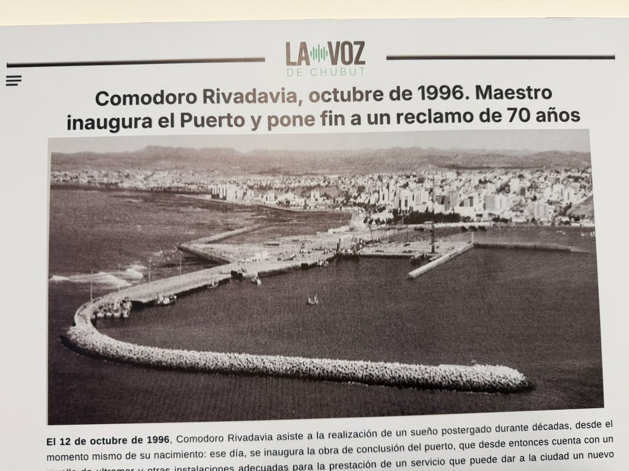 El Puerto de Comodoro prepara una gran celebración por los 30 años del Muelle Antonio Morán